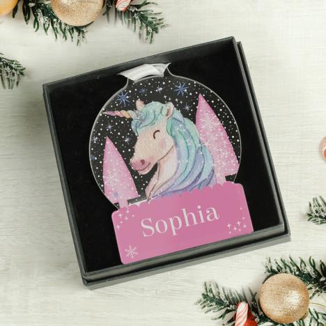 Personalised Unicorn Acrylic Snowglobe Decoration Extra Image 3